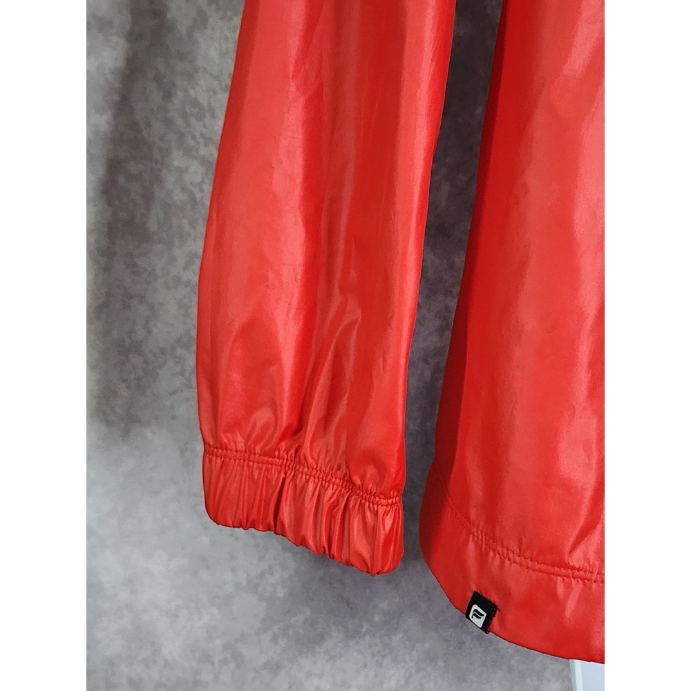 Fabletics Windbreaker Anorak Womens Large Red 1/4 Zip Hooded Sporty Rain Jacket - Picture 9 of 11